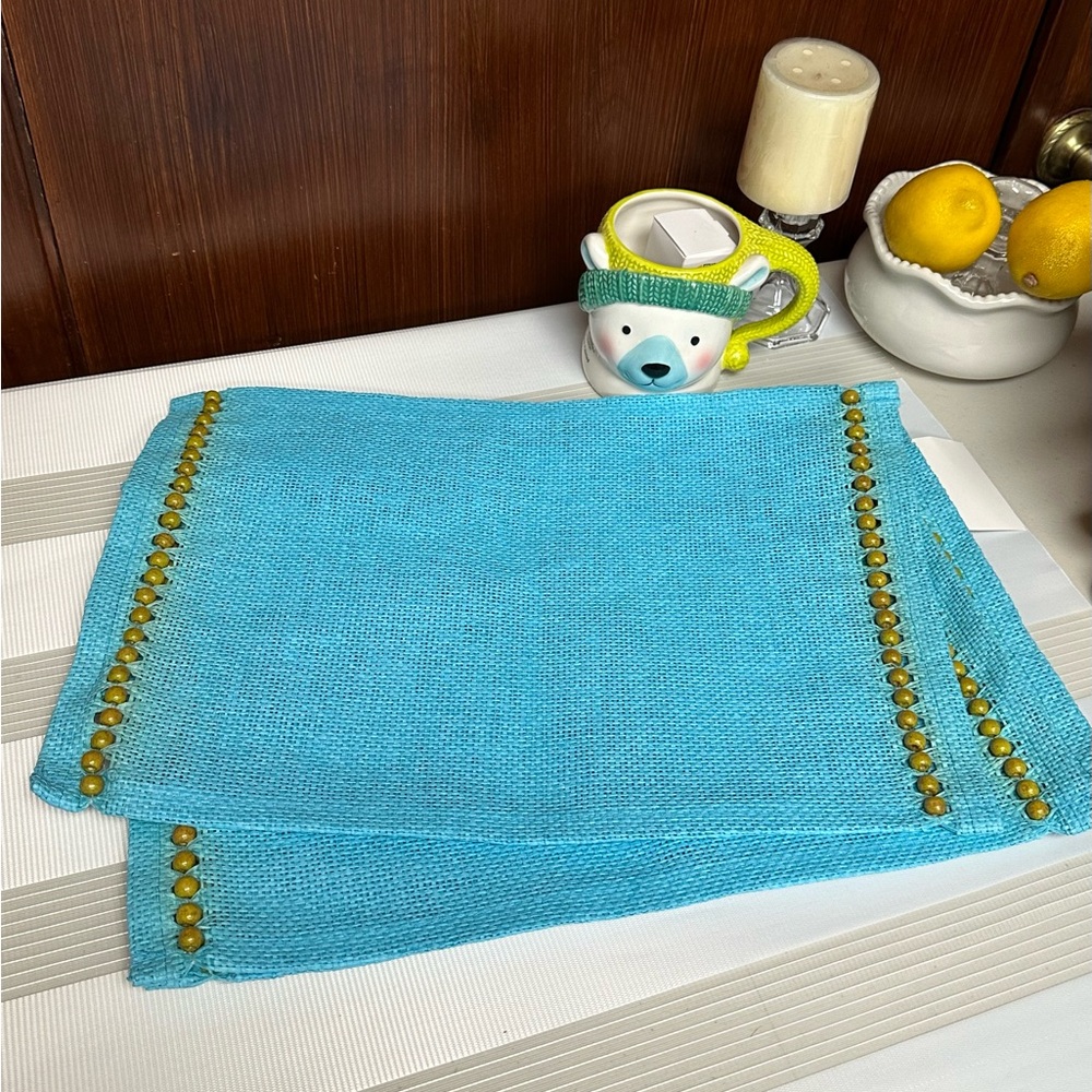 Celebrating Home woven paper and wood beads kitchen placemats